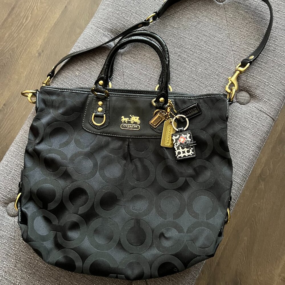 COACH Madison Signature Op Art Tote Satchel/Shoulder Bag